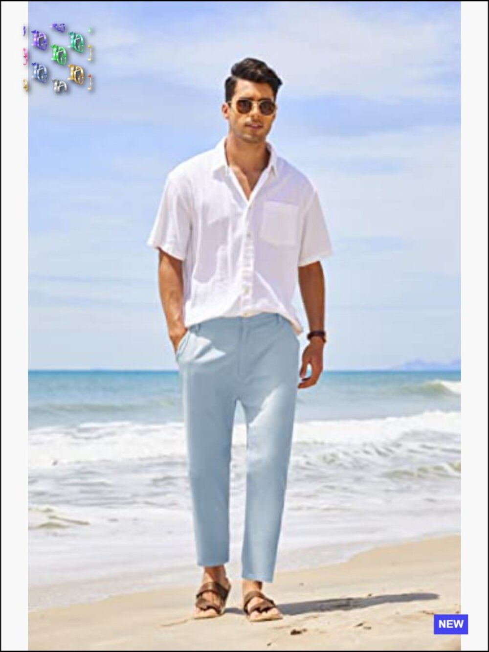 Men's Casual Linen Pants Elastic Waist Lightweight Relaxed Fit Yoga Beach - Picture 2 of 6